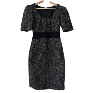Tahari Puff Sleeve Sheath Dress - Black & White Tweed Size 10
